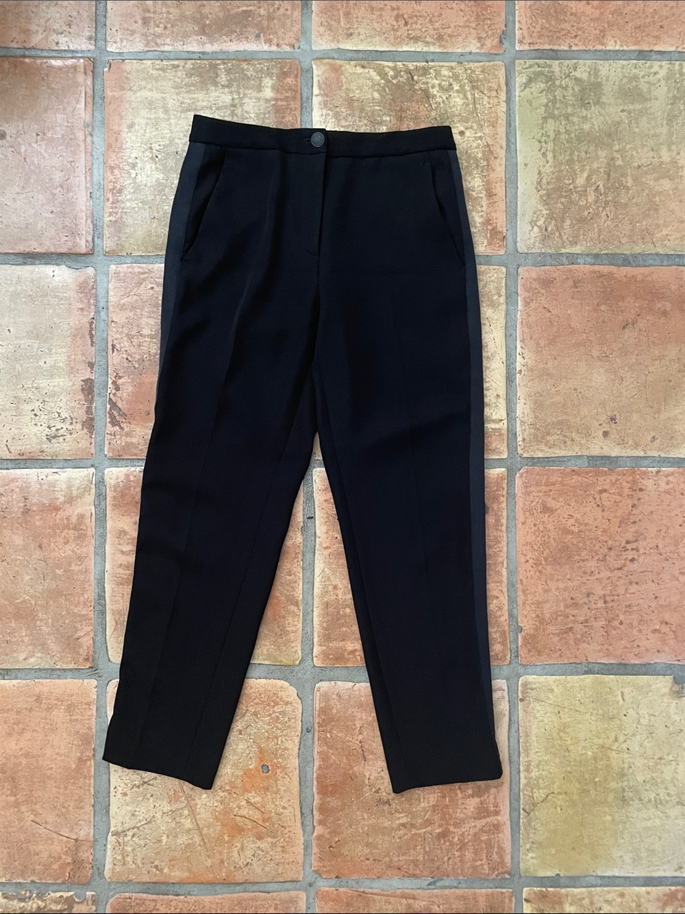 Rag & Bone Size 4 Black Tuxedo Stripe Tailored Dress Pants